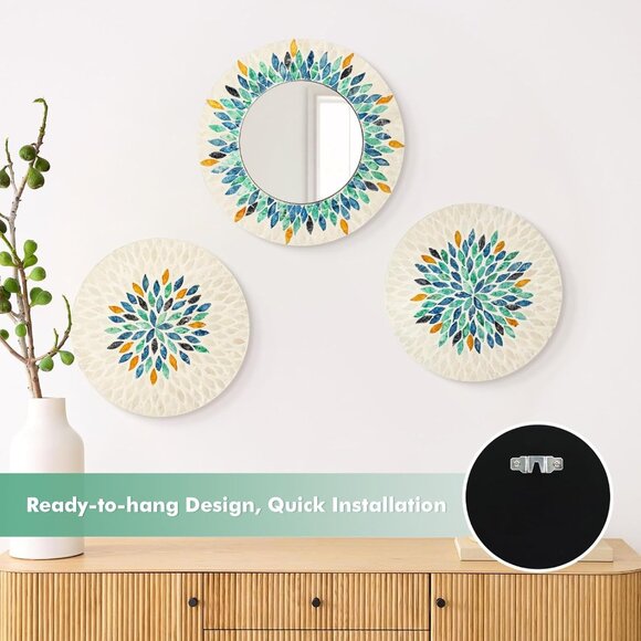 NWT TEIPAI  Jewel-Tone Mother of Pearl Mirror Wall Decor - Picture 2 of 14